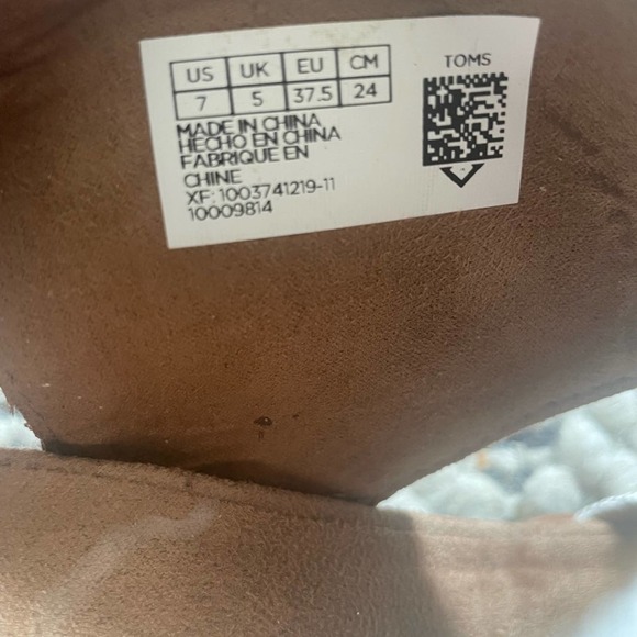 TOMS Women’s Ivory Canvas Open Toe Heels Size 7 - Picture 9 of 9